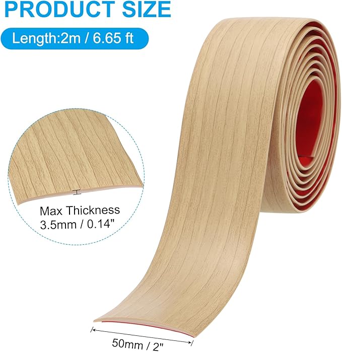 PATIKIL Oak Vinyl Laminate Floor Transition Strip, 2 in x 6.6 Ft, Flat Divider for Joining Floor Gaps, Doorways, Carpet, Tiles
