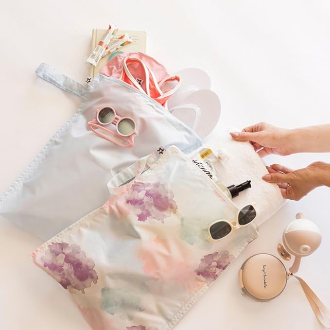 Tiny Twinkle Mess Proof Wet Bags | 2-Pack Reusable Waterproof Wet Bags for Swimsuits | Baby Clothes | Travel & Diaper Bag (Rainforest)