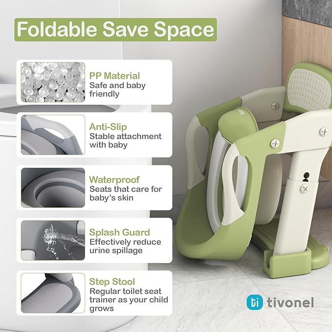 Toddler Potty Training Seat with Ladder and Step Stool | Helps Kids Climb and Sit on Their Own | Soft Cushion, Non-Slip Base, Splash Guard | Includes Potty Training Guide Book & Sticker