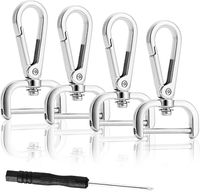 4PCS Detachable Snap Hook Swivel Clasp with Screw Bar, Multiple Sizes Hardware for Changing Bag Straps,Silver1 1/4