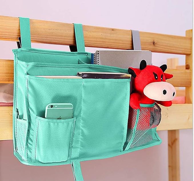 Sugaroom Bedside Storage Caddy, Bunk Bed Organizer Bed Storage Pocket Bedside Organizer Hanging Bed Storage Caddy for College Dorm Room, Hospital Bed Rails, Baby Bed, Camp (Green)
