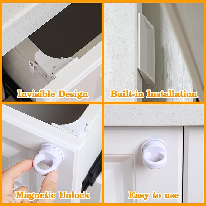 Kingdder 8 Sets Magnetic Cabinet Locks Keys Proofing Safety Magnet Drawer Replacement Keys Universal Magnetic Key for Drawers and Cabinets (Locks Not Included)