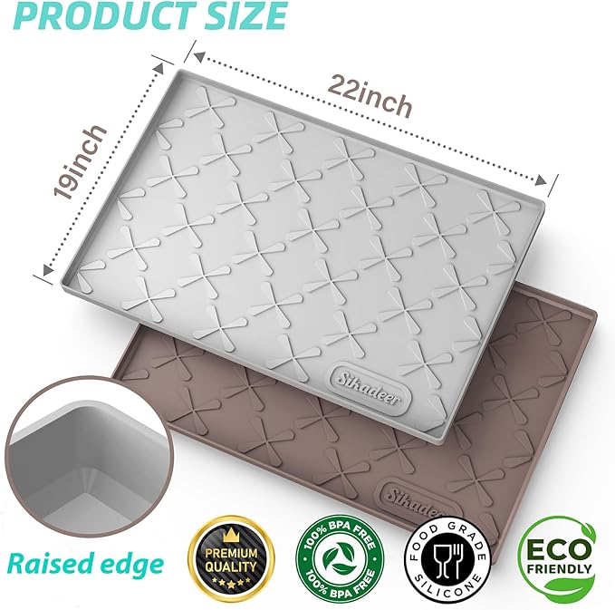 SIKADEER 22" x 19" Under Sink Mat Waterproof, Silicone Mat Kitchen Drawer Shelf and Cabinet Liner, Sink Protector for Kitchen Organizers and Storage, Boot Tray Pet Food Mats
