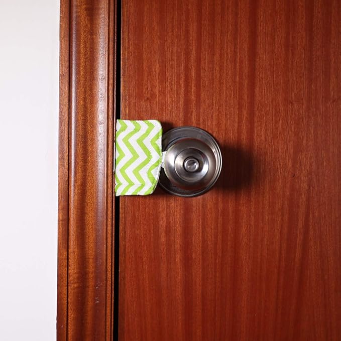 Door Silencer Door Jammer Door Closer Cushion Nursery Door Silencer Door Latch Cover 3 Pack for Noise Reducing Quiet Doors Baby Toddler Safety 3.25 x 5.5 Inch (Green Chevron)