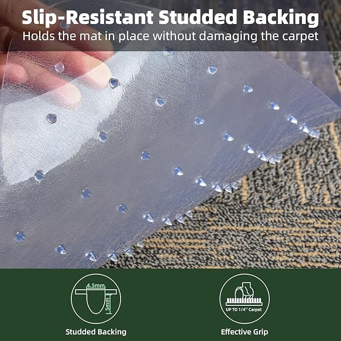 Office Chair Mat for Carpet Floor, 2 Pack 36" x 48" Chair Mat, Slip Resistant Heavy Duty Under Desk Protector Carpeted Floors Mats, Rolling Computer Mats with Studs for Office Low Pile Carpets