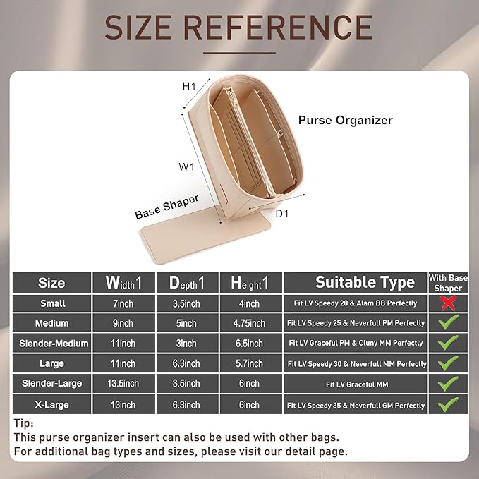 Doxo Purse Organizer Insert for Handbags & Base Shaper Combination,Tote Bag Organizer Insert Suitable to Lv Speedy 25,NeoNoe MM,Noe,Book Tote S,C.oach City 30,Long Champ Le-pliage S and More (M-Beige)
