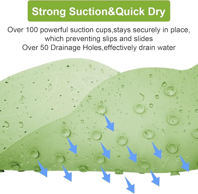 Bathtub Mat Non Slip for Baby Toddlers 30"x 18",Cute Bath Shower Mat with Frog Pattern for Tub,Washable Anti Slip Kids Bath Mat Shower Mats for Bathroom Kitchen Restroom,Green