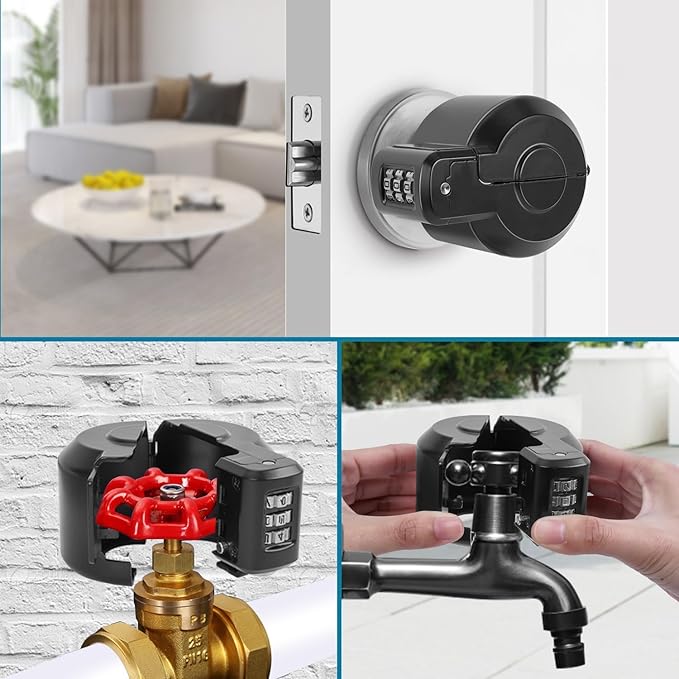 Door Knob Lock Combination Child Proof Door Knob Cover Lock Out Device for Bedroom, Bathroom,Faucet, Water Gas Valve, Temporary Door Handle Lock Prevents Access to Keyhole Dementia Elderly