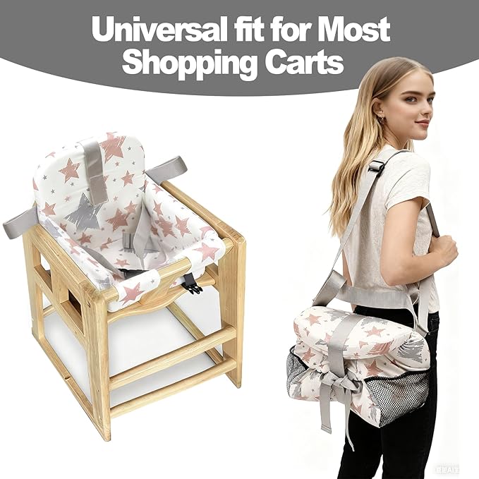 Padded Shopping Cart Cover for Baby Boy & Girl, High Chair Cover for Restaurant Seat, Machine Washable Infant Toddler Buggy Seat Cover (Star)