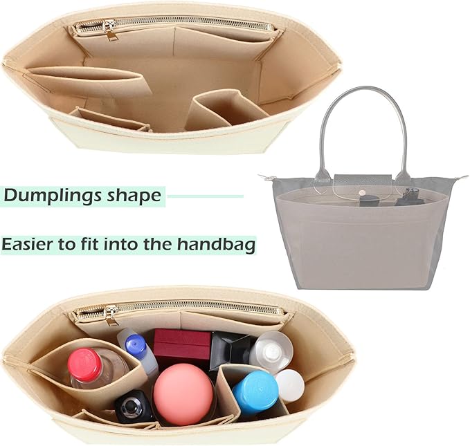 Lckaey Purse Organizer Insert for Longchamp Le Pliage Neo Handbags Insert Organizer 1012BEIGE-S