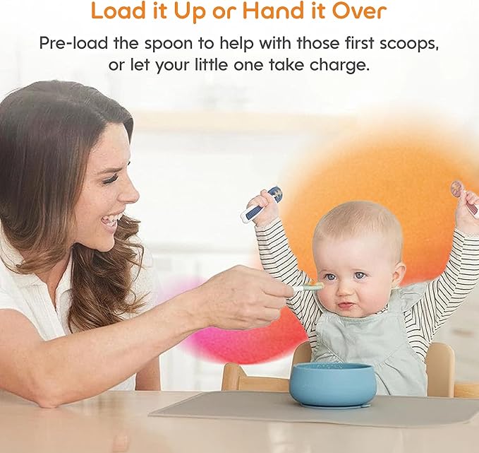 NumNum Baby Spoons Set, Baby Essentials Pre-Spoon GOOtensils for 6+ Months, First Stage Self-Feeding Spoons for Baby Led Weaning (BLW), Silicone Toddler Utensils, BPA-Free, 2 Pack Red/Green