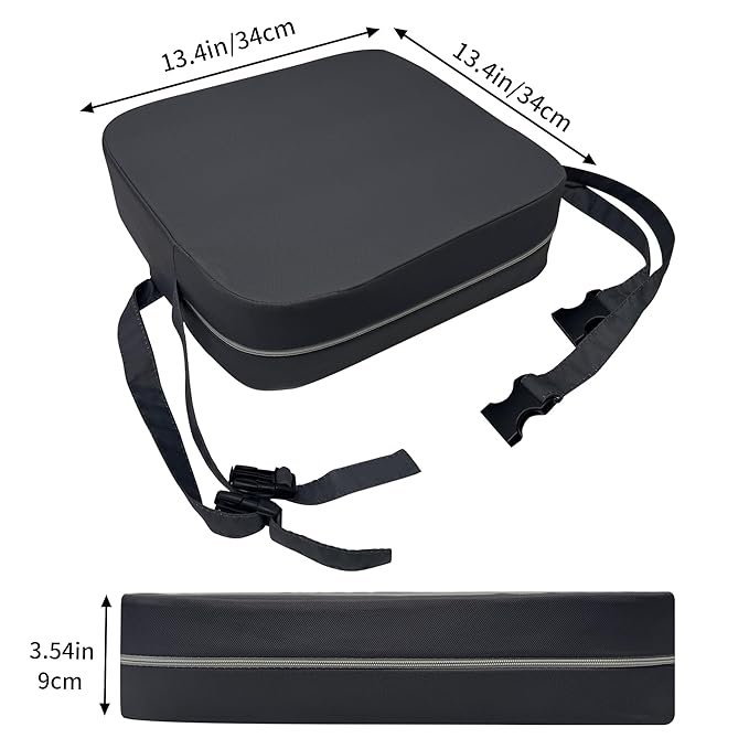 Toddler Booster Seat for Dining Table, Waterproof Kids Booster Seat for Kitchen Chair, High Density Foam Cushion with Non-Slip Bottom, Washable Cover & Adjustable Straps (Dark Grey)