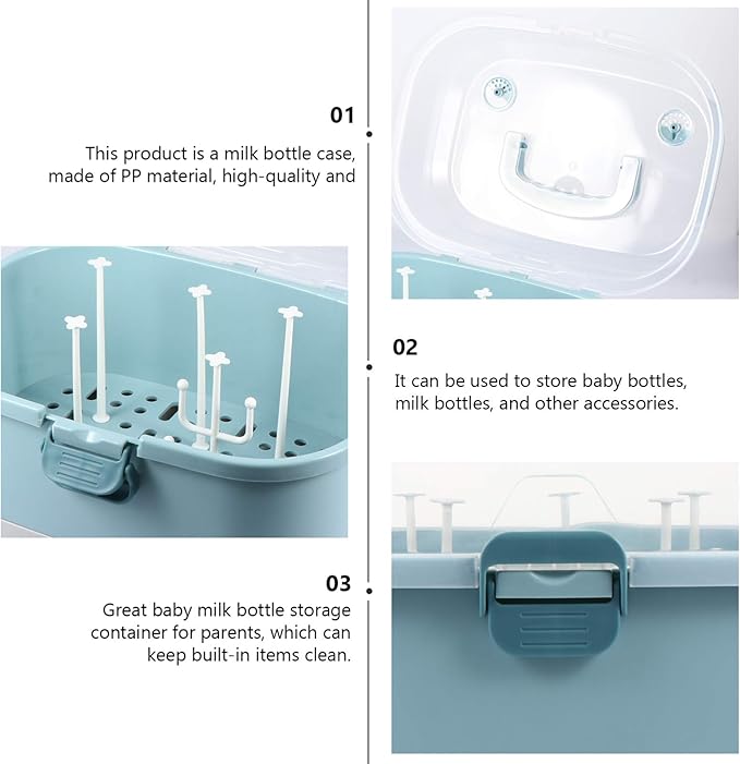 Toyvian Baby Bottle Dryer Portable Drying Rack Storage Box Organizer Case Portable Feeding Tool Kitchen Cabinet for Home Travel Drainer Baby Supplies, 14X10X10 Inches