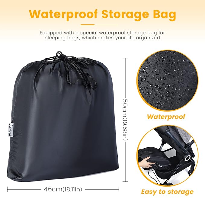 Orzbow Universal Stroller Footmuff, Winter Baby Bunting Bag for Stroller - Baby Sleeping Bag with Coral Fleece Lining for Cold Weather, Water-Repellent, Winter Must Have for Toddler Kids, Dark Grey