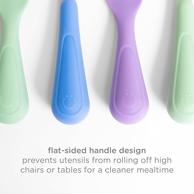 Ubbi Toddler Utensils Set, 2 Pack – Stainless Steel Fork & Spoon with Easy-Grip Silicone Handles, Kids Silverware for Self-Feeding & Baby-Led Weaning, BPA-Free Dishwasher Safe, Sugar Snap Green