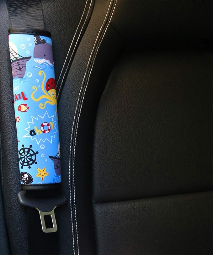 YR Seat Belt Cover for Kids, Soft Comfort Seat Belt Cushion for Children, Cute Cartoon Pattern Car Seat Belt Pads Cover for Girls and Boys, 1 Pack, Pirate