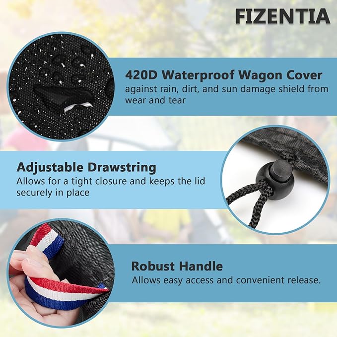 Fizentia Wagon Stroller Cover,Waterproof 420D Strollers Covers,Heavy Duty Protector for Beach,Collapsible,Foldable Wagons,etc(15" Lx10 Wx45 H,Black)