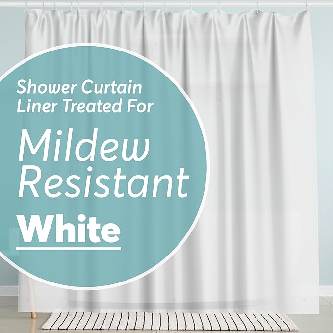 BigFoot Shower Curtain Liner – 72 x 84 PEVA Premium Shower Curtain with Rustproof Metal Grommet and 3 Magnetic Weights – Odor Free and Compatible with Standard Showers, White
