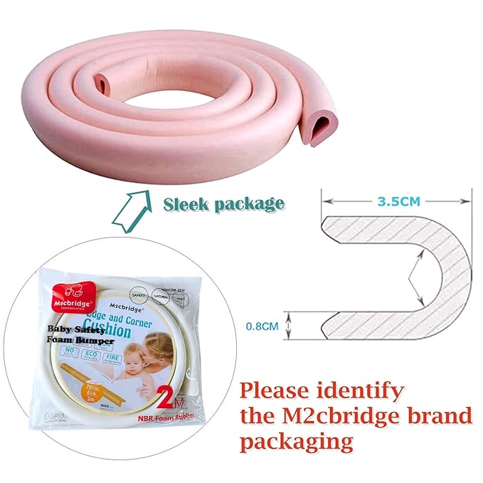 M2cbridge U Shape Extra Thick Furniture Table Edge Protectors Foam Baby Safety Bumper Guard 6.5 Ft (Brown)