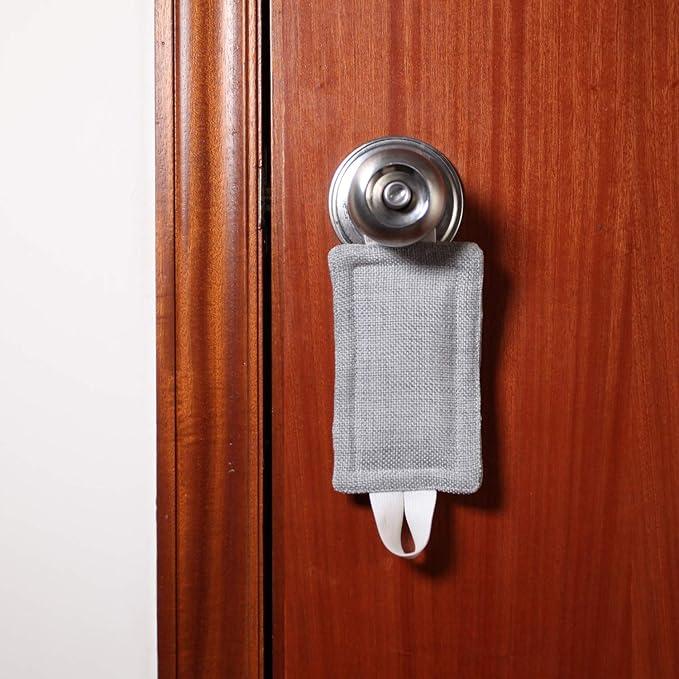 Door Silencer Door Jammer Durable Thick Burlap 1 Pack Door Closer Cushion Nursery Door Silencer Door Latch Cover for Noise Reducing Quiet Suitable for Most Doors3.25 x 5.5 Inch (Grey Burlap)