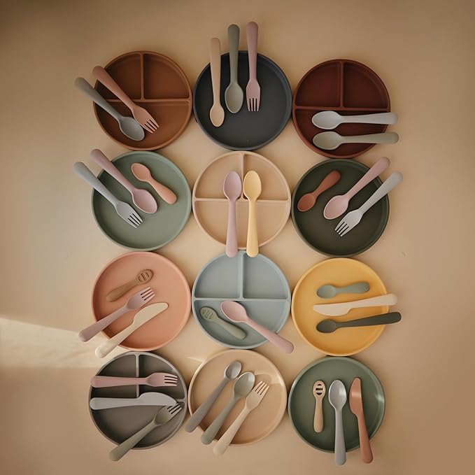 mushie Classic Silicone Suction Plate | BPA-Free Non-Slip Design (Shifting Sand)