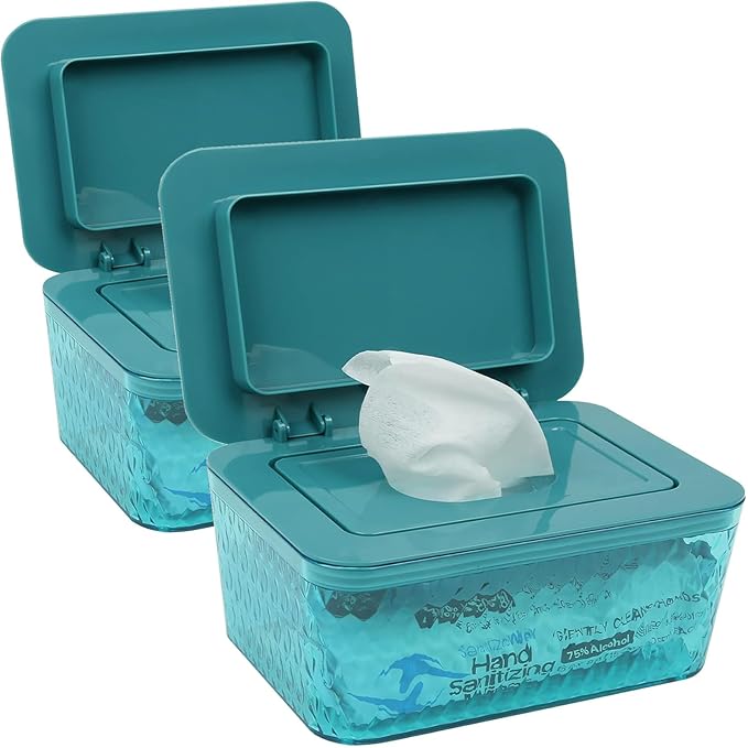 HSWT 2 Pack Baby Wipes Dispenser Wipe Holder - Larger Capacity Wet Wipe Dispenser Box Wipes Container for Bathroom Keep Wipes Moist and Fresh