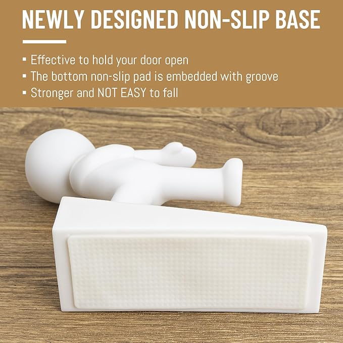 Cute Door Stop, Decorative and Sturdy, Decorative Door Stop, Lower Front Wedge Suitable for More Doors, White(Patented)