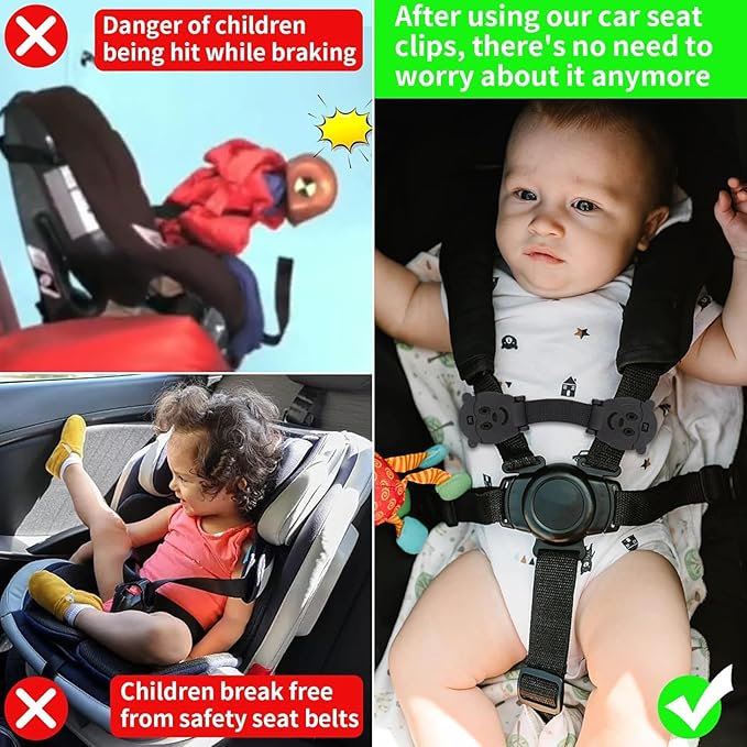 Anti Escape Buckle Lock Clip Baby(Under 1.5 Years Old) Harness Chest Clip, Baby Safety Strap Prevent Child Taking Their Arms Out of High Chairs/Strollers/Baby Reins(2 Pack)
