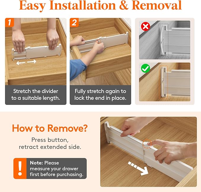 Lifewit 4" High 16 Pack Drawer Dividers, 10.5-16.5" Drawer Divider for Clothes, Adjustable Dresser Drawer Organizers, Plastic Drawers Separators for Clothes, Bedroom, Bathroom, Kitchen, Closet
