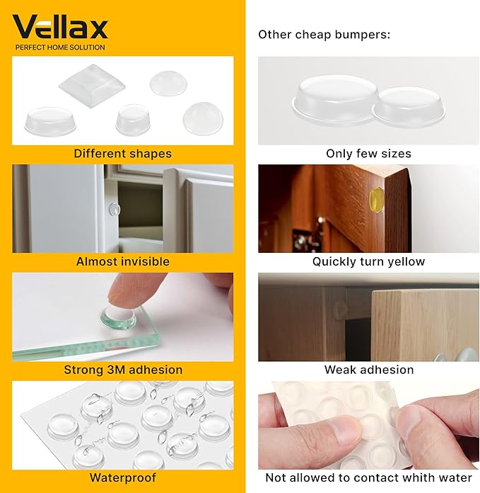 118 Clear Cabinet Bumper Pads – Self-Adhesive Silicone Set with 5 Shapes for Doors, Drawers & Furniture – Sound Dampening Pads for Surface Protection