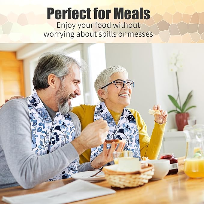 Tarpop Adult Bib Scarf Washable and Reusable Dining Clothing Protector Adult Bib for Elderly Senior Citizens Men Women Eating
