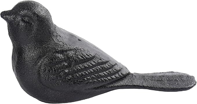 Cast Iron Door Stop Heavy Door Stopper Solid Metal Wedge for Indoor Outdoor Use Cute and Durable Doorstop (Black Bird, 1Pack)
