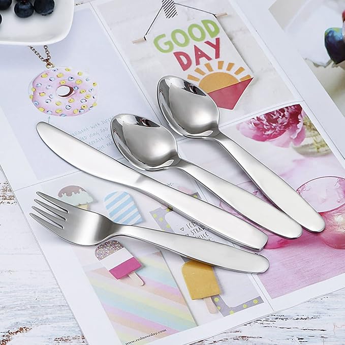 VANRA 3 Pieces Children Fork Spoon Knife Set with Travel Case for Lunch Box, 18/8 Stainless Steel Kids Silverware Flatware Set Kids Utensil Set for School (Fork Spoon Knife)