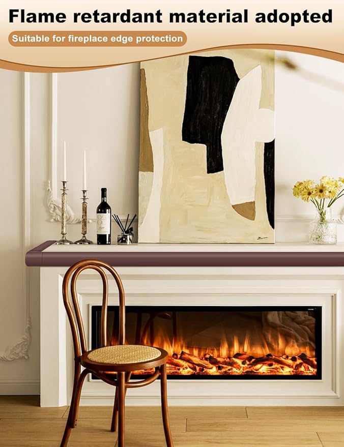 Arinbeb Foam Corner Protector for The Fireplace Hearths Edge and Corner Guard, with Retardant Materials Foam Safety Bumpers Baby Proofing (Coffee)