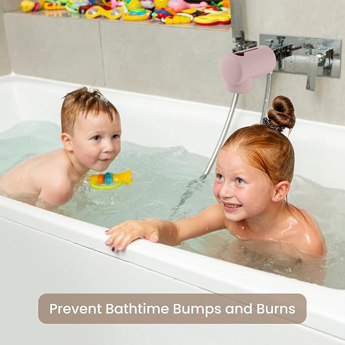 Bath Spout Cover, Soft Silicone Bathtub Faucet Cover Safety Universal Fit (Blush)