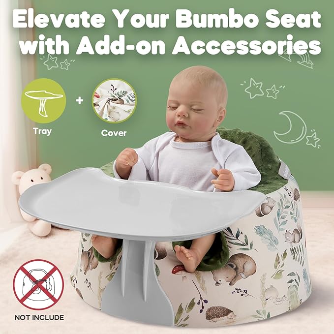 Seat Cover and Tray Sets Accessory Compatible with Bumbo Floor Seat for Baby,Breathable Accessory Compatible with Baby Seat - Easy to Install and Remove
