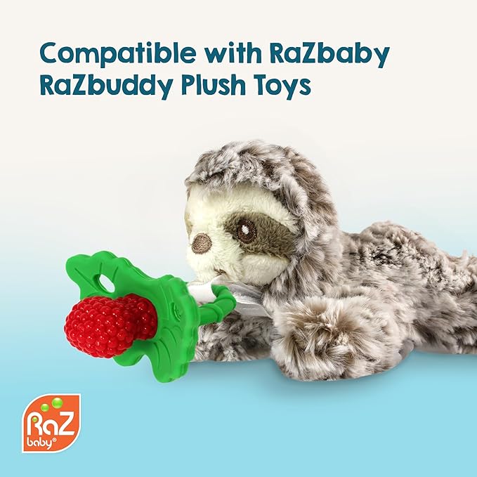 RaZbaby RaZberry Silicone Teether Pacifier – Teething Relief for Infants, Food-Grade, BPA-Free, Hands-Free Design, Natural Berrybumps Fruit Texture for Sensory Development, Freezable – Cookies & Cream