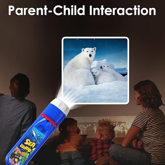 Pup Go 2-Pack Wild Animal & Seaworld Torch and Projector for Ages 3 4 5 6 7, Ideal Toys for Boys, Cool Kids Torch with 6 Discs and 48 Images, Educational Science Kits for Toddlers and Children