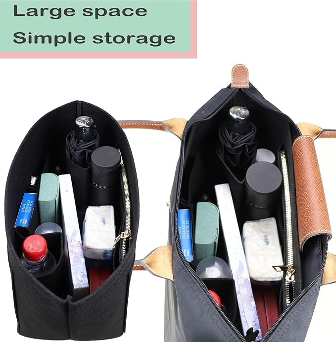 Lckaey bag Organizer Insert for longchamp le pliage organizer insert Handbags Organizer 1012BLACK-S