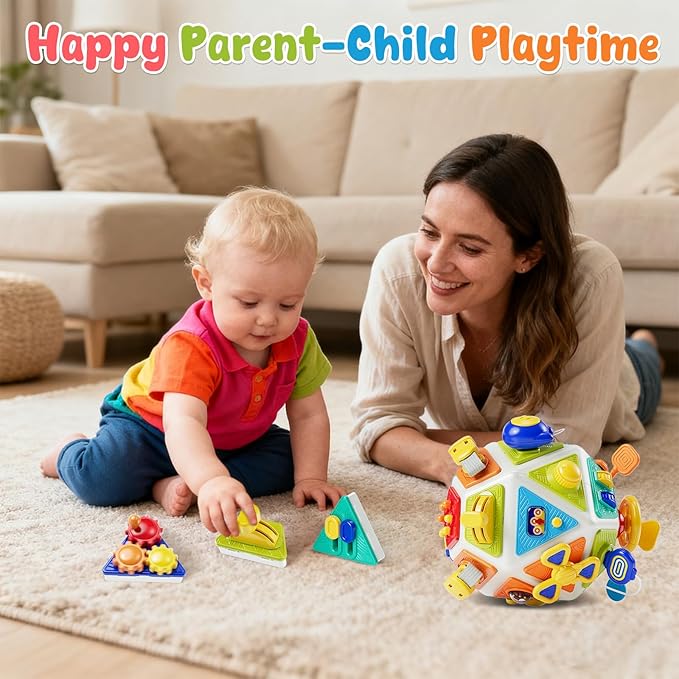22-in-1 Baby Busy Board Activity Cube Toys, Montessori Toy for 1 Year Old Toddlers, Educational Learning Sensory Travel Toys for Infant 6-12 12-18 Months, 1st Baby Valentines Day Gifts for Boys Girls