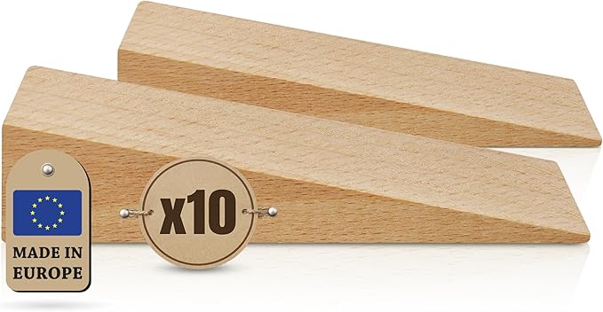 Tolux Wooden Wedges, Hardwood Wedge, Beech Wood Wedge, Wooden Doorstop, Handy Tool in Carpentry, Construction and Various DIY Projects, Size 80x25x20 mm / 3.15x0.98x0.79 in, Pack of 10 pcs