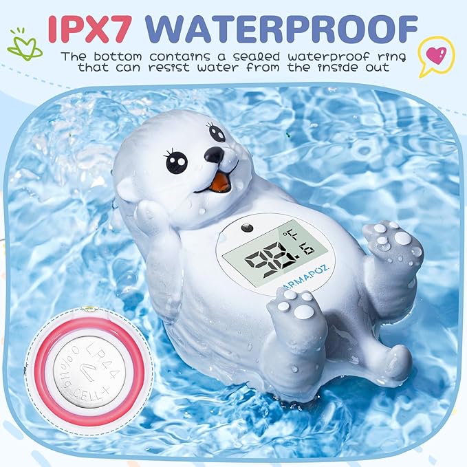 JARMAPOZ Baby Bath Thermometer - Water Thermometer for Baby Safety - Quick Read Floating Bathtub Toy in Fahrenheit & Celsius - Ideal for Infant, Newborn & Toddler Bath Time