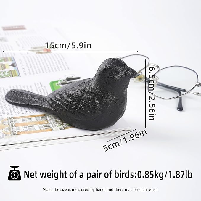 Cast Iron Door Stop Heavy Door Stopper Solid Metal Wedge for Indoor Outdoor Use Cute and Durable Doorstop (Black Bird, 1Pack)