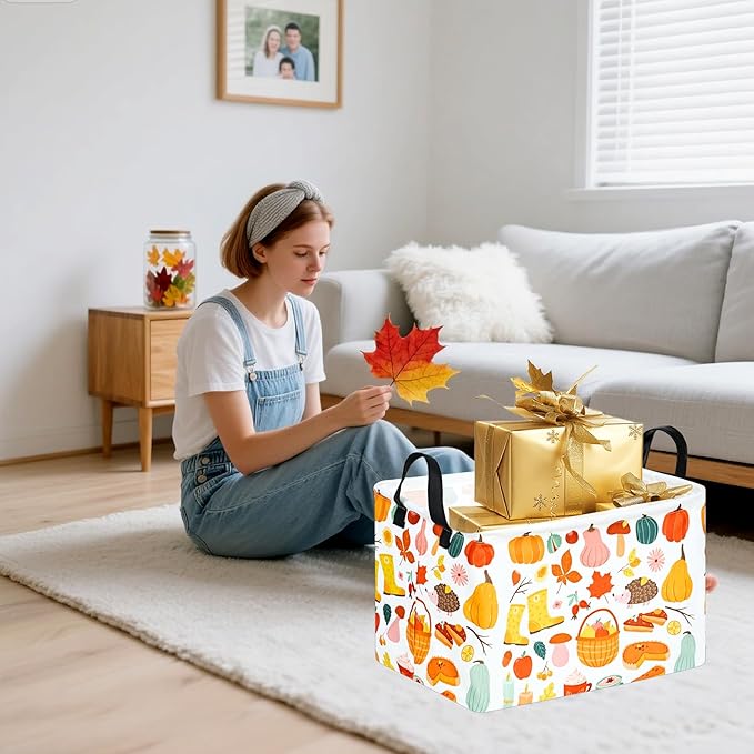 DUYIY Rectangle Gift Storage Basket Home Shelf Storage Basket Organizer Box Clothes Laundry Hamper Nursery Basket Laundry Basket with Handles