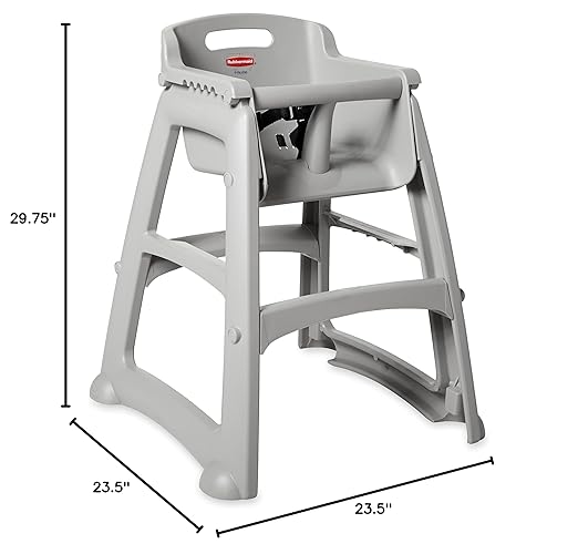 Rubbermaid Commercial Products Sturdy High Chair for Child/Baby/Toddler, Unassembled, Platinum, Fits Under Table for Child/Baby/Toddler Seating
