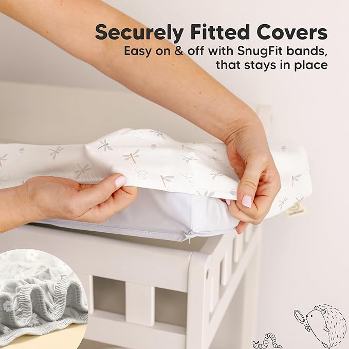 2-Pack Baby Changing Pad Cover for Girl, Boy - 34x18 Soft Viscose Derived from Bamboo Baby Diaper Changing Table Pad Cover Sheets, Neutral, Snug Fit Nursery Diaper Change Sheets (Meadow)