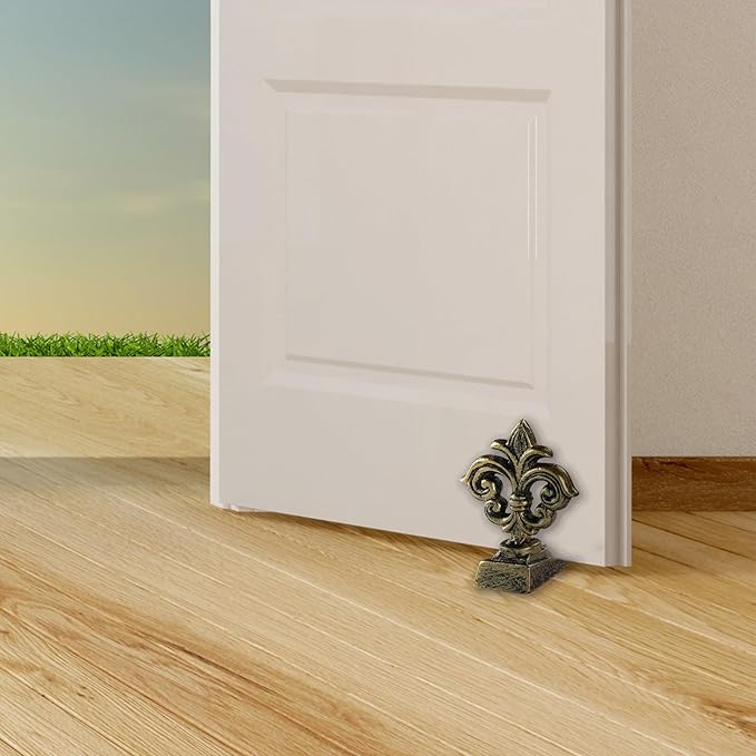 Door Stoppers for Bottom of Door Cast Iron Decorative Door Stop Wedge Doorstops (Antique Gold)