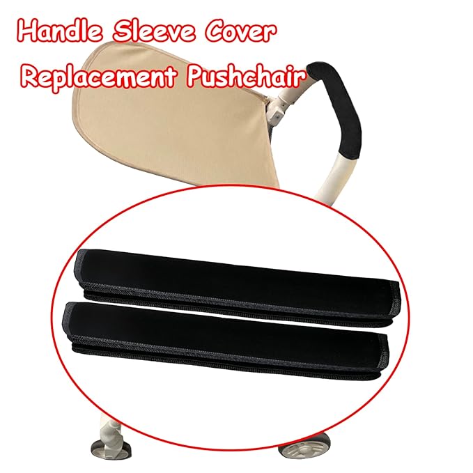 2 Pack 13.38 * 5.51in Armrest Handle Cover,Universal Handle Sleeve Cover Replacement Pushchair Handle Cover Accessory Elastic Dust Proof Protector Sleeve for Pushchair Pram(Black)