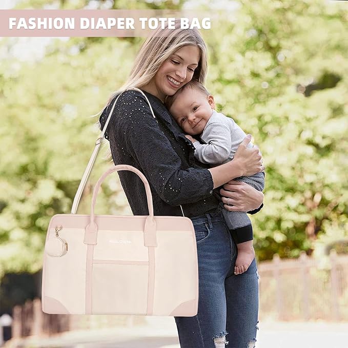 BOLOSTA Diaper Bag Tote for Women, Diaper Bag Tote with Changing Pad, Large Capacity Mommy Bag for Hospital and Weekender