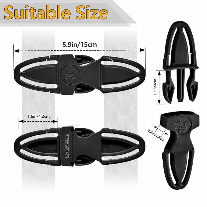 Child Car Seat Chest Harness Clip Replacements Universal Replacement for Kids, Toddler, Stroller, baby essentials, baby Car Seat Accessories, Black, Rectang ( 6.93" x 3.98" x 0.87")